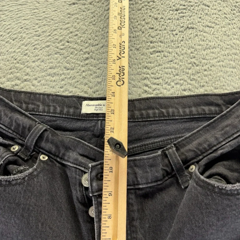 Abercrombie & Fitch Jeans Women 12 Black Denim Straight Button-Fly Dad High-Rise
